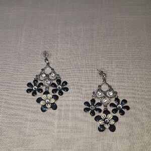 Floral and Faux Diamond Earrings